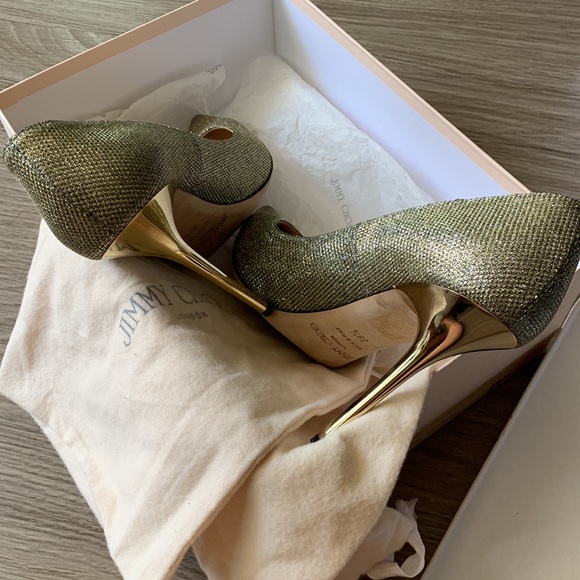 Lame Glitter Gold Jimmy Choo Pumps - Picture 3 of 9